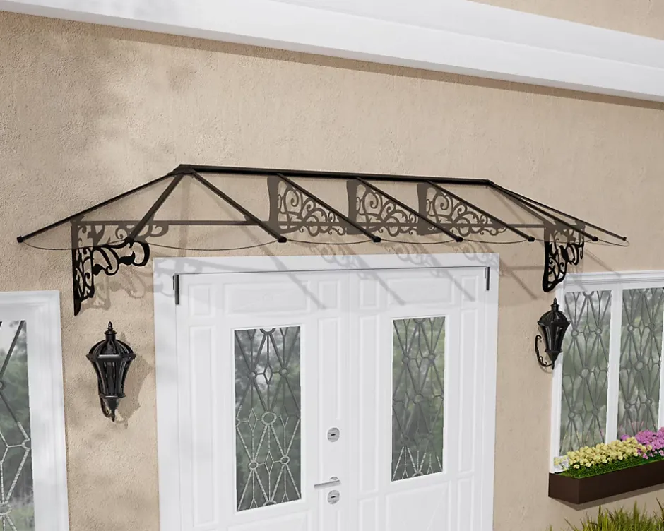 Canopia by Palram Auvent monopente Lily XL noir clair l.370 x P.88 x H.70 cm