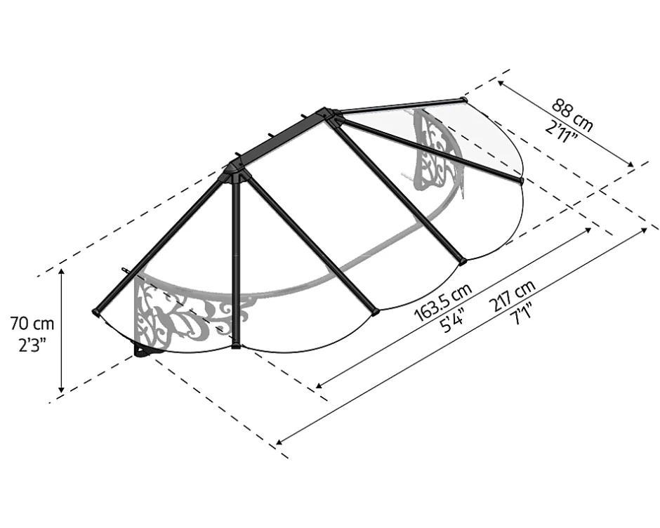 Auvent monopente Lily XL noir clair l.217 x P.88 x H.70 cm-Canopia by Palram Online