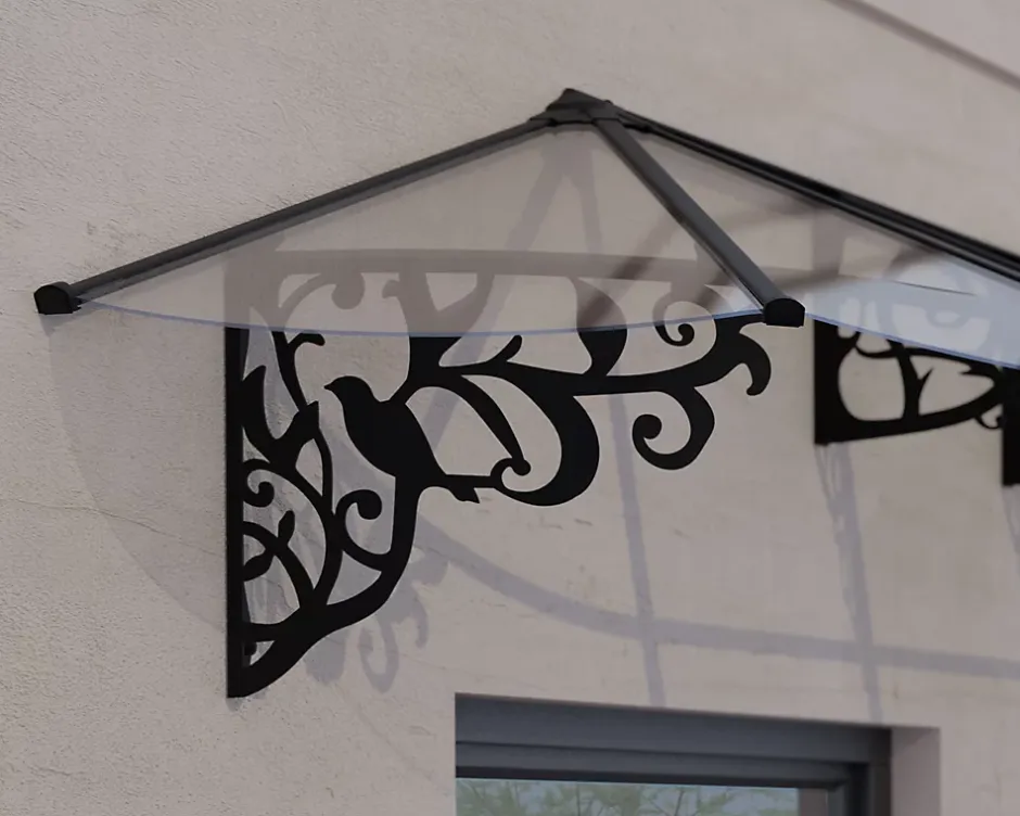 Auvent monopente Lily XL noir clair l.217 x P.88 x H.70 cm-Canopia by Palram Online