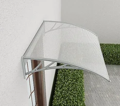 Geom Auvent plastique et polycarbonate Tiffanio gris clair 120 X 90 cm