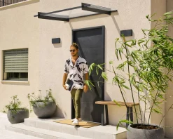 Canopia by Palram Auvent plat Nancy gris clair l.150,5 x P.94 x H.14 cm