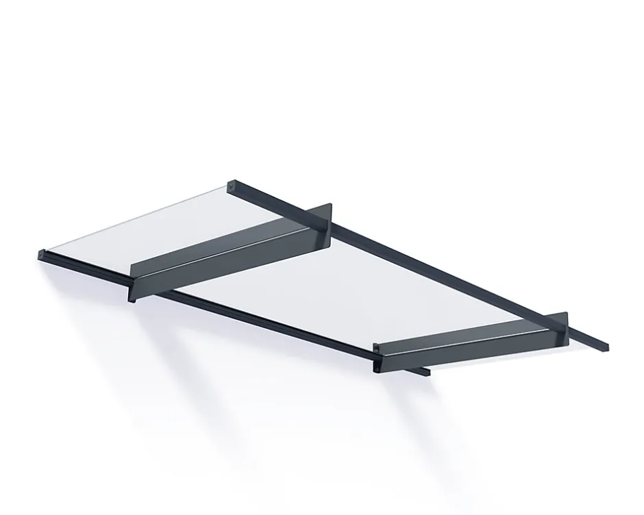 Auvent plat Nancy gris clair l.205,5 x P.94 x H.14 cm-Canopia by Palram Outlet