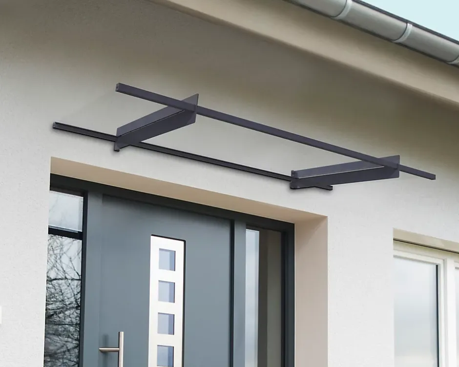 Auvent plat Nancy gris clair l.205,5 x P.94 x H.14 cm-Canopia by Palram Outlet