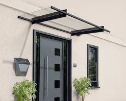 Auvent plat Nancy gris clair l.205,5 x P.94 x H.14 cm-Canopia by Palram Outlet