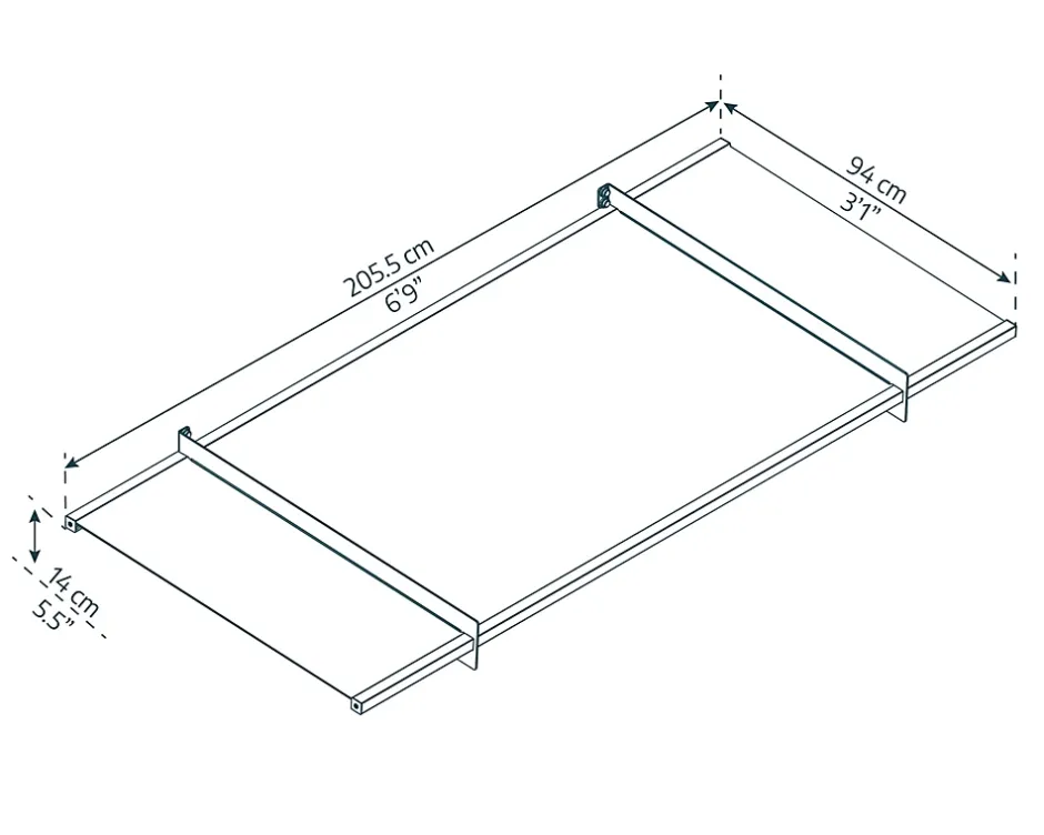 Auvent plat Nancy gris clair l.205,5 x P.94 x H.14 cm-Canopia by Palram Outlet