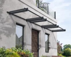 Auvent plat Nancy gris clair l.452 x P.94 x H.14 cm-Canopia by Palram Online