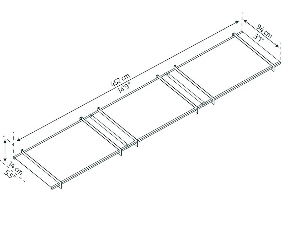 Auvent plat Nancy gris clair l.452 x P.94 x H.14 cm-Canopia by Palram Online