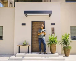 Auvent plat Sophia gris clair l.160 x P.95 x H.170 cm-Canopia by Palram