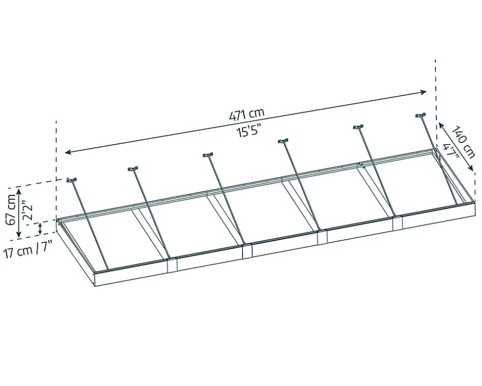 Canopia by Palram Auvent plat Sophia XL gris l.471 x P.140 x H.67 cm