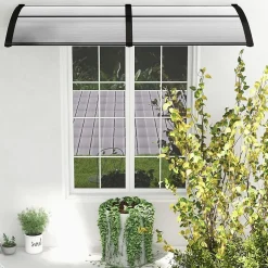 Giantex Auvent Porte Entree Résistant au Vent avec Panneau Revêtu à Double Couche et Support en ABS Charge 20KG