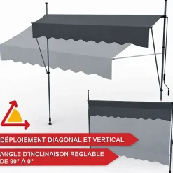 Auvent pour balcon et terasse 200x120cm rétractable avec manivelle réglable en hauteur-Bb Loisir New