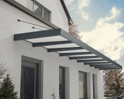 Auvent Sophia XL 140 x 845 cm Grise - Translucide en Acrylique et aluminium-Canopia by Palram Best