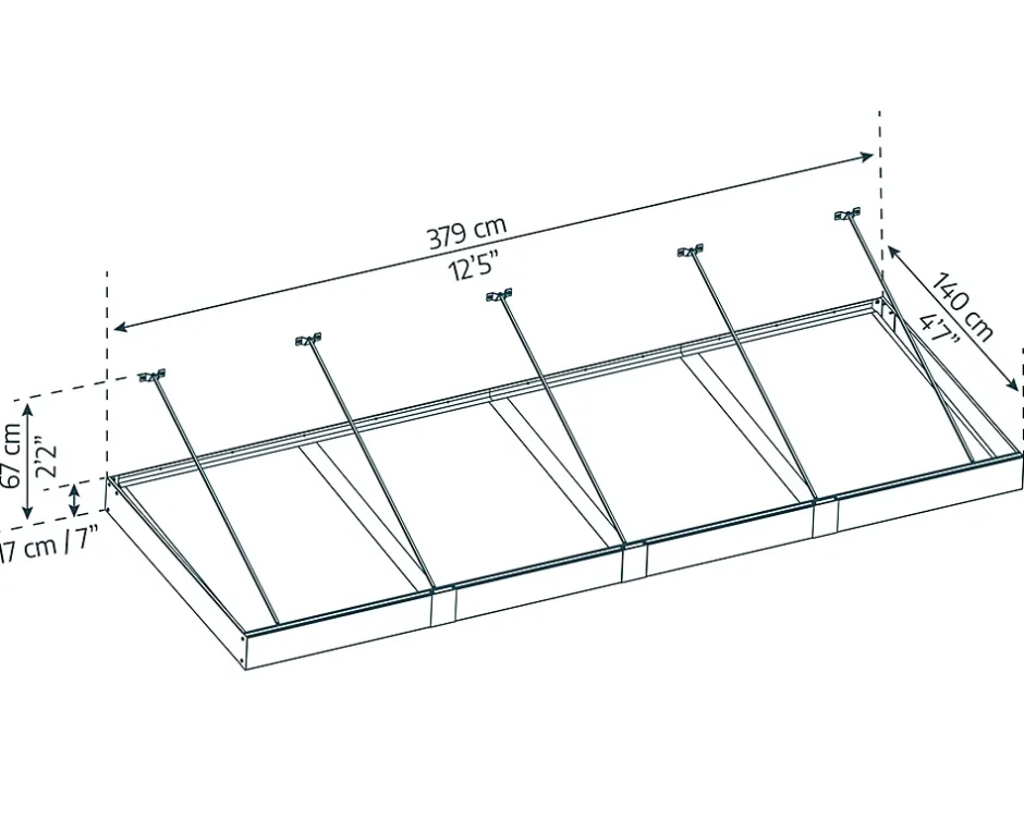 Auvent Sophia XL 140 x 379 cm Grise - Translucide en Acrylique et aluminium-Canopia by Palram Online