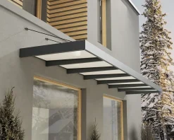 Auvent Sophia XL 140 x 660 cm Grise - Translucide en Acrylique et aluminium-Canopia by Palram Hot