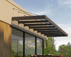 Auvent Sophia XL 140 x 750 cm Grise - Transparent en Acrylique et aluminium-Canopia by Palram Hot