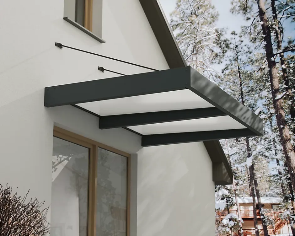 Canopia by Palram Auvent Sophia XL 140 x 192 cm Grise - Translucide en Acrylique et aluminium