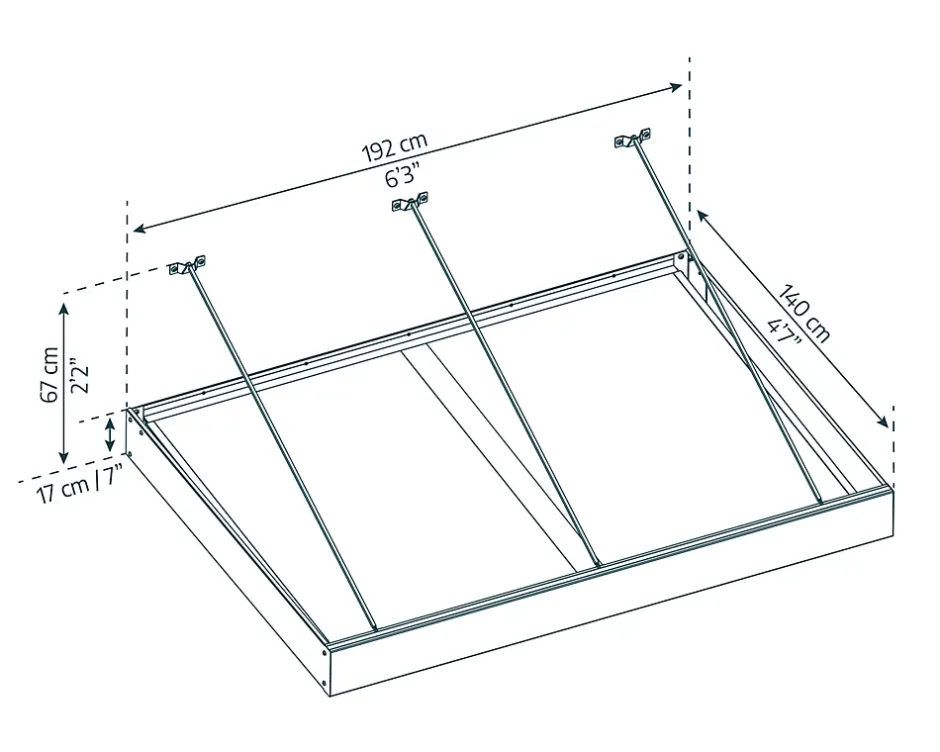 Canopia by Palram Auvent Sophia XL 140 x 192 cm Grise - Translucide en Acrylique et aluminium