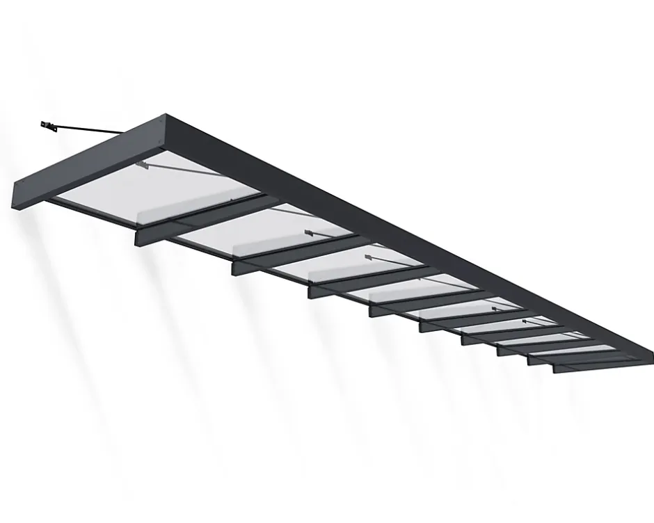 Canopia by Palram Auvent Sophia XL 140 x 845 cm Grise - Transparent en Acrylique et aluminium