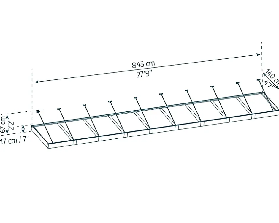 Canopia by Palram Auvent Sophia XL 140 x 845 cm Grise - Transparent en Acrylique et aluminium