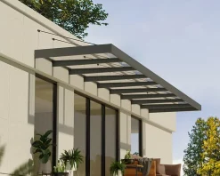 Canopia by Palram Auvent Sophia XL 140 x 845 cm Grise - Transparent en Acrylique et aluminium