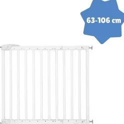 Badabulle Barriere de Sécurité Deco Pop - Barriere Extensible pour Ouverture de 63 a 106cm - Fixation Vis, Blanc