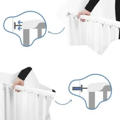 Badabulle Barriere de Sécurité Deco Pop - Barriere Extensible pour Ouverture de 63 a 106cm - Fixation Vis, Blanc