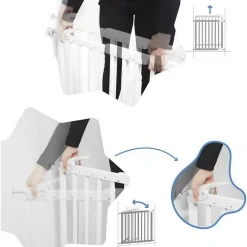 Badabulle Barriere de Sécurité Deco Pop - Barriere Extensible pour Ouverture de 63 a 106cm - Fixation Vis, Blanc