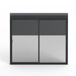 Baie coulissante en aluminium gris avec volet roulant filaire l.180 x H.215 cm Uw=2