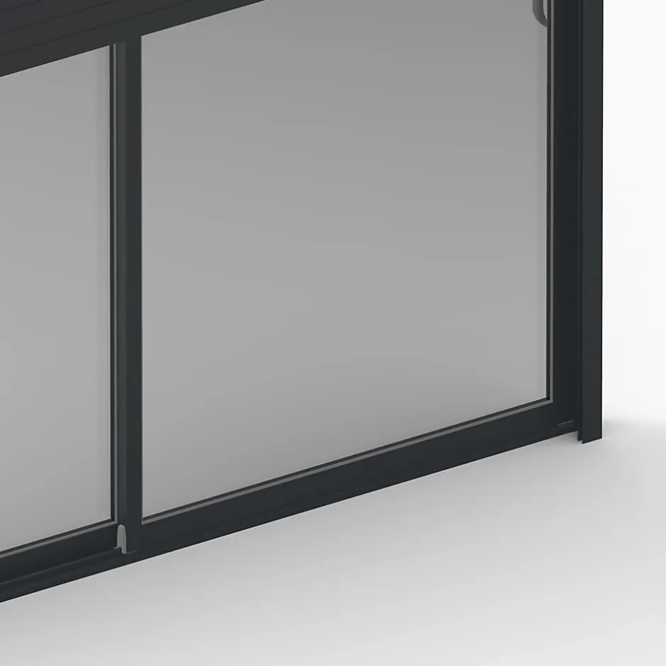 Baie coulissante en aluminium gris avec volet roulant filaire l.180 x H.215 cm Uw=2