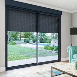 Baie coulissante en aluminium gris avec volet roulant filaire l.180 x H.215 cm Uw=2