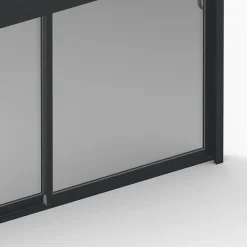 Baie coulissante en aluminium gris avec volet roulant électrique intégré motorisation Somfy l.240 x H.200 cm Uw=2-