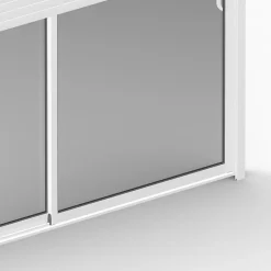 Baie coulissante en aluminium blanc avec volet roulant électrique intégré motorisation Somfy l.240 x H.200 cm Uw=2