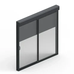 Baie coulissante en aluminium gris avec volet roulant filaire l.240 x H.215 cm Uw=2