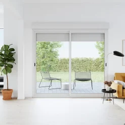 Baie vitrée coulissante alu + volet roulant motorisé blanc - l.240 x h.200 cm - Uw 1,7-GoodHome Best