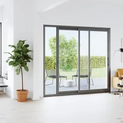 GoodHome Baie vitrée coulissante alu gris - l.240 x h.200 cm - Uw 1,7