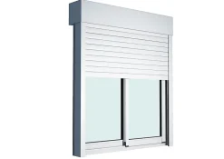 Baie vitrée coulissante alu + volet roulant électrique blanc - l.240 x h.200 cm - Uw 1,7-GoodHome Discount