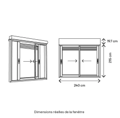 GoodHome Baie vitrée coulissante alu + volet roulant motorisé gris - l.240 x h.215 cm - Uw 1,7