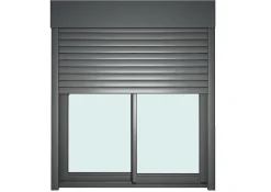 Baie vitrée coulissante alu + volet roulant motorisé gris - l.180 x h.215 cm - Uw 1,7-GoodHome New