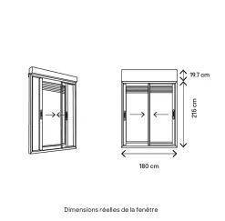 Baie vitrée coulissante alu + volet roulant motorisé blanc - l.180 x h.215 cm - Uw 1,7-GoodHome Discount