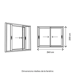 GoodHome Baie vitrée coulissante alu blanc - l.240 x h.200 cm - Uw 1,7