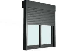 GoodHome Baie vitrée coulissante alu + volet roulant électrique gris - l.240 x h.200 cm - Uw 1,7