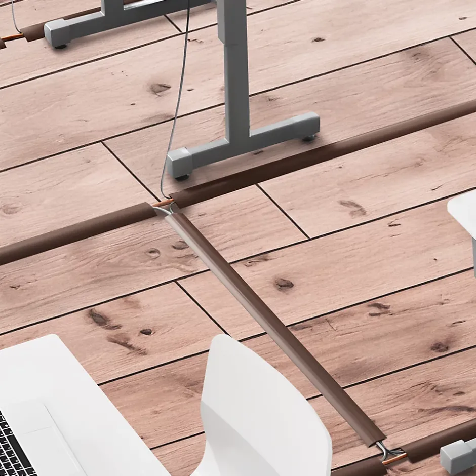 Bande de câble en PVC 10x80mm, 2m, cache-câble, semi-circulaire, gris foncé-Quest Discount