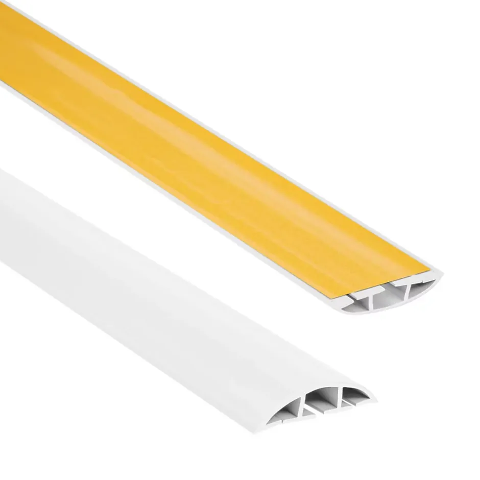 Quest Bande de câble en PVC 10x60mm, 2m Auto-Adhésive, cache-câble, semi-circulaire, blanc