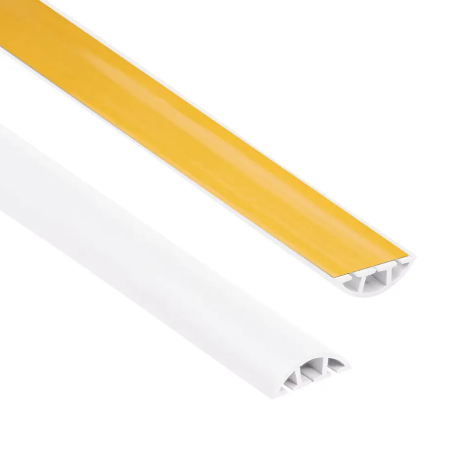 Quest Bande de câble en PVC 10x60mm, 2m Auto-Adhésive, cache-câble, semi-circulaire, blanc