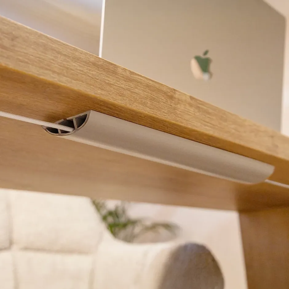 Quest Bande de câble en PVC 10x60mm, 2m Auto-Adhésive, cache-câble, semi-circulaire, blanc