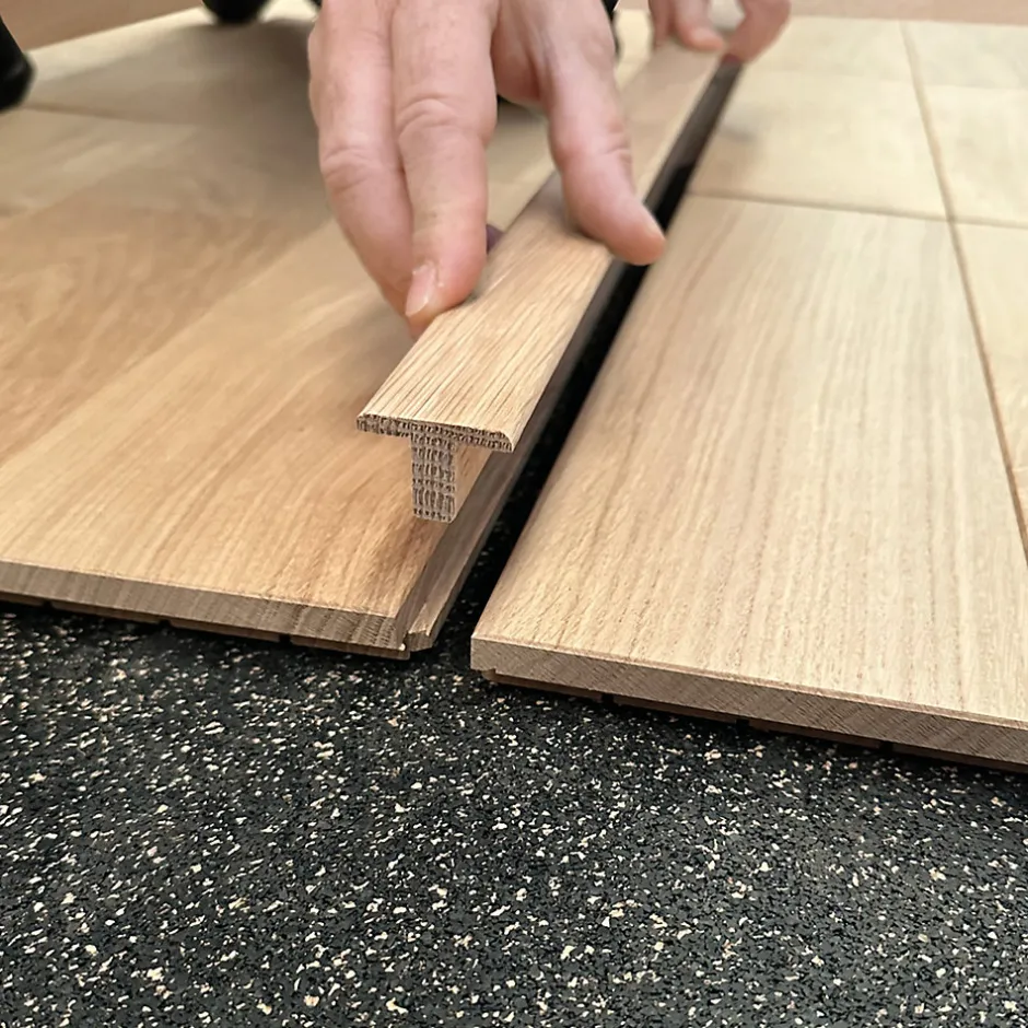 Barre de jonction Chêne l. 35mm Long. 2m Parquet Ep. 14mm Brut-Deschaumes