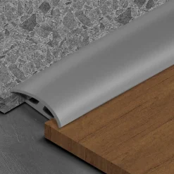 Floordirekt Barre de seuil étanche Double bordure PVC 24 x 35 mm Gris Longueur 1 m -