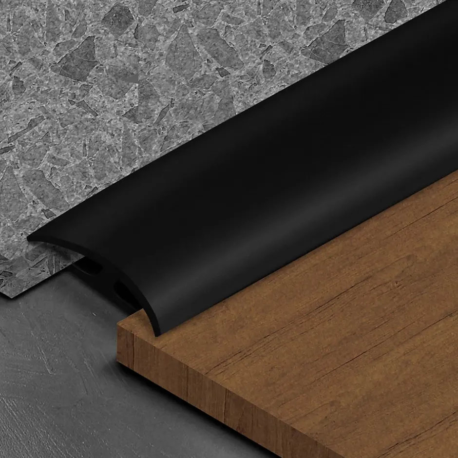 Barre de seuil étanche Double bordure PVC 24 x 35 mm Noir Longueur 1 m --Floordirekt Outlet