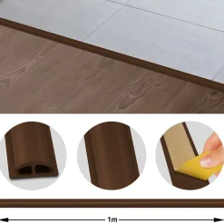 Floordirekt Barre de seuil étanche Double bordure PVC 24 x 35 mm Marron Longueur: 1 m