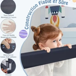 Giantex Barriere de Lit Pliable et Portable avec Cadre en Metal, en Forme de T, avec Mecanisme a Double Bouton (Gris, 120 x 40 x 42 CM)